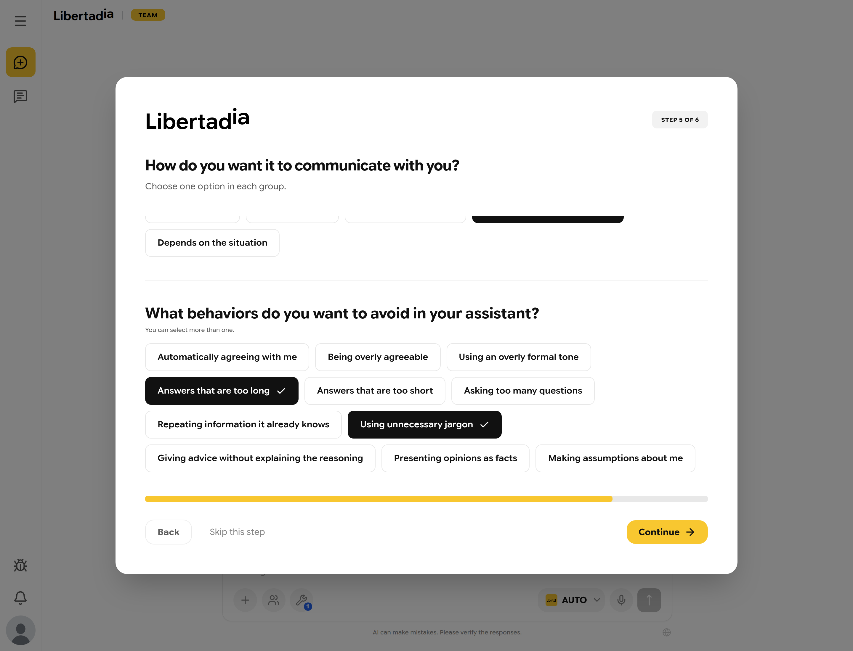Onboarding step 5: communication preferences with selected options