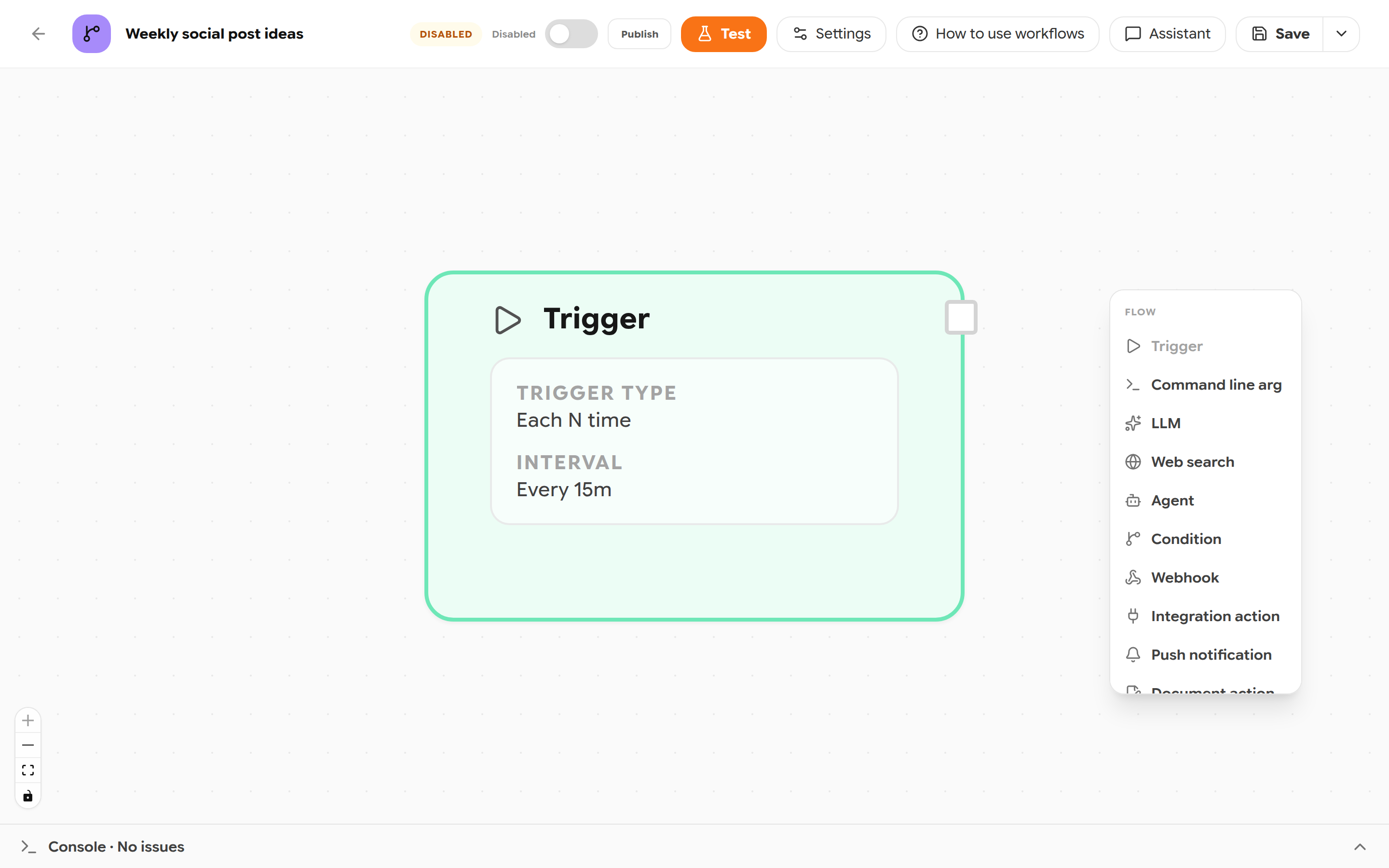 Canvas context menu listing Flow and Data node types